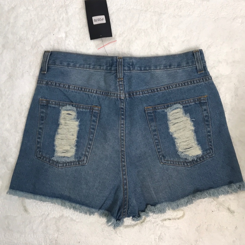 High Rise Distressed Jean Shorts - Picture 2 of 2